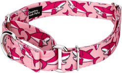 Country Brook Petz Pink Sharks Martingale Dog Collar, Pink, Small: 11 to 15-in neck, 5/8-in wide slide 2 of 5