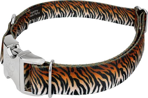 Show full view: Country Brook Petz Premium Bengal Tiger Stripes Dog Collar, Orange, 16 to 22-in neck, 1-in wide slide 3 of 5