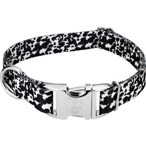 Country Brook Petz Premium Dairy Cow Dog Collar, Black, 13 to 16-in neck, 1-in wide