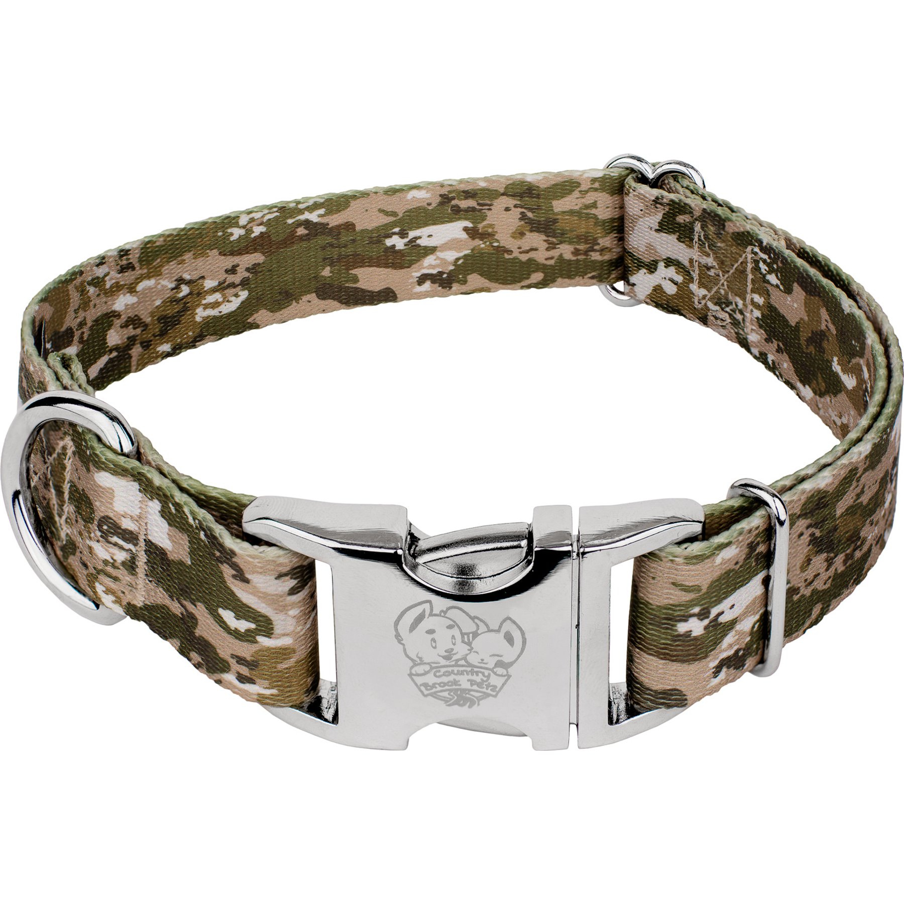 Country Brook Petz Premium Desert Viper Camo Dog Collar, Green, Medium: 13 to 16-in neck, 1-in wide