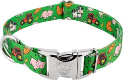 Country Brook Petz Premium Farm Life Y'all Dog Collar, Green, Medium: 13 to 16-in neck, 1-in wide