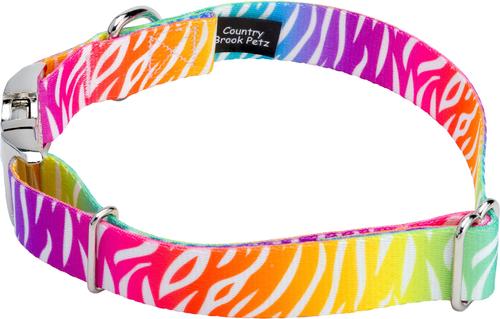 Show full view: Country Brook Petz Premium Fashion Zebra Dog Collar, Multicolor, 16 to 22-in neck, 1-in wide slide 4 of 6