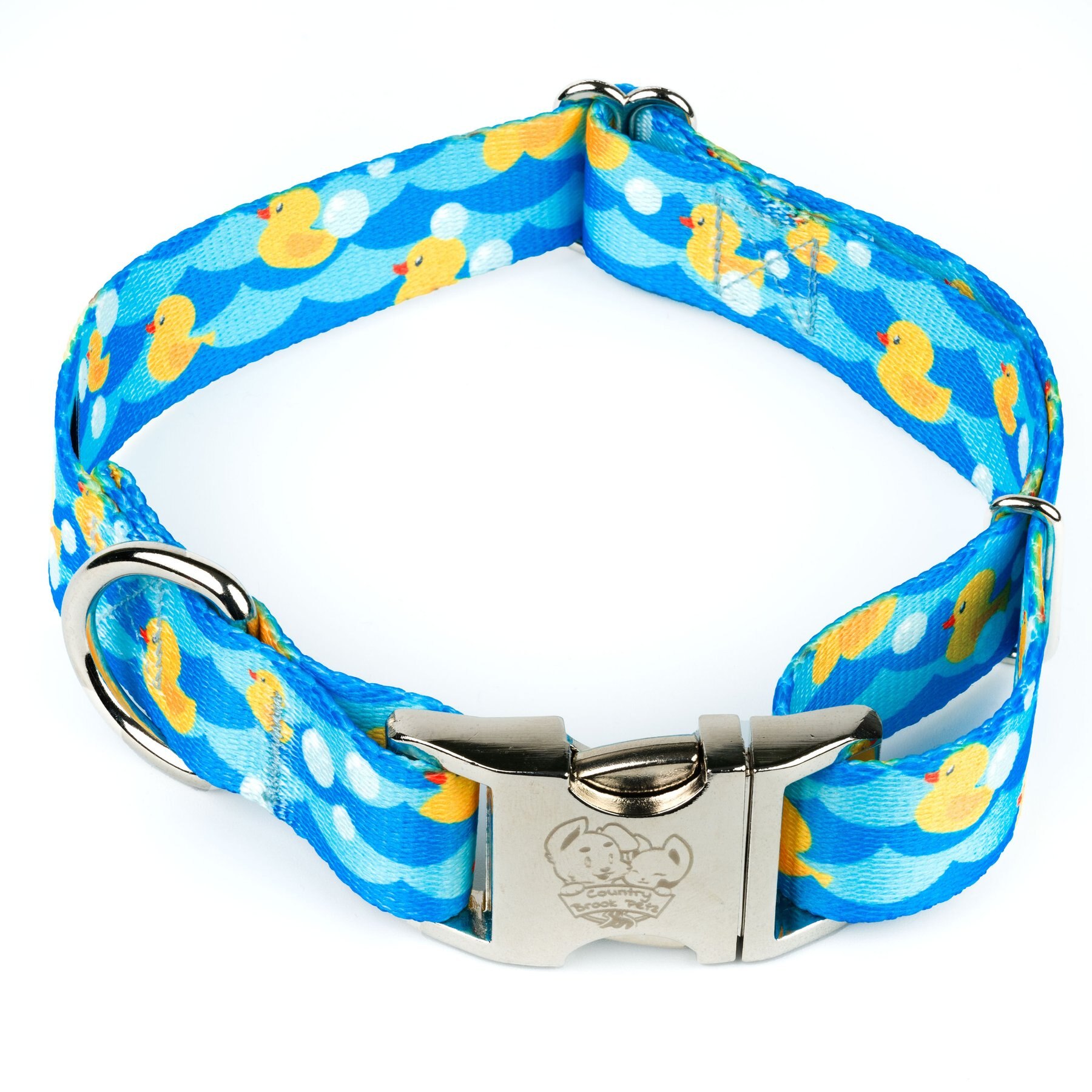 Country Brook Petz Premium Just Ducky Dog Collar, Blue, Large: 16 to 22-in neck, 1-in wide