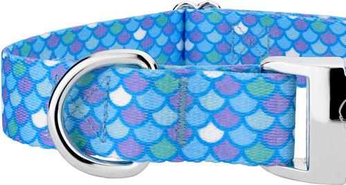 Show full view: Country Brook Petz Premium Mermaid Scales Dog Collar, Blue, 11 to 13-in neck, 5/8-in wide slide 7 of 7