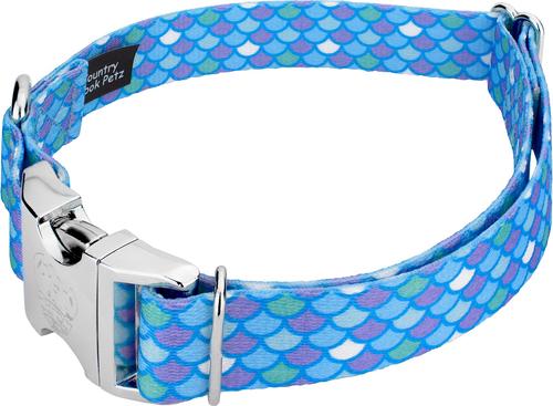 Show full view: Country Brook Petz Premium Mermaid Scales Dog Collar, Blue, 11 to 13-in neck, 5/8-in wide slide 5 of 7