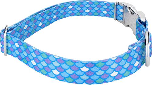 Show full view: Country Brook Petz Premium Mermaid Scales Dog Collar, Blue, 16 to 22-in neck, 1-in wide slide 6 of 7