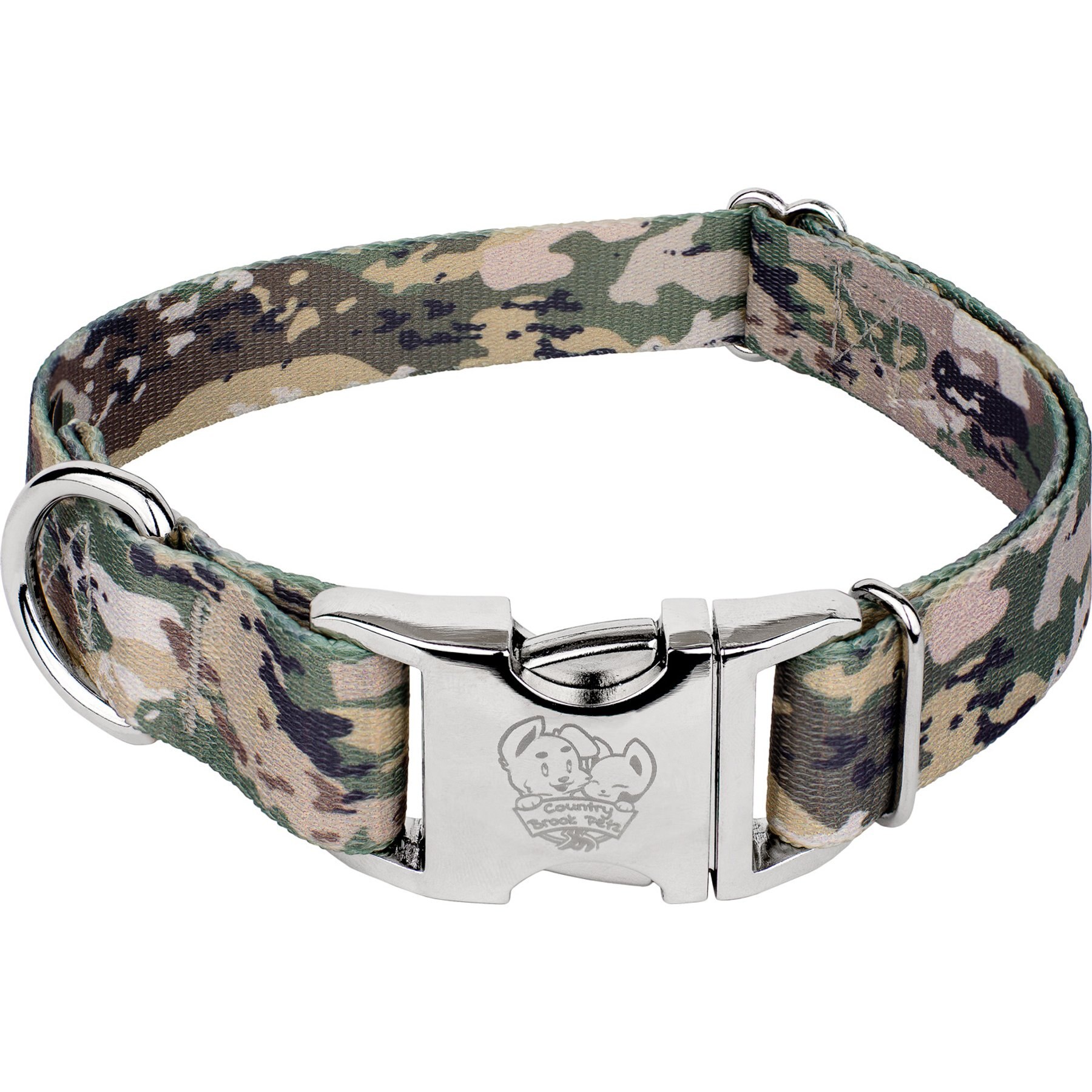 Country Brook Petz Premium Mountain Viper Camo Dog Collar, Green, Large: 16 to 22-in neck, 1-in wide