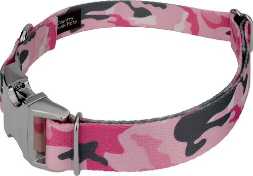 Show full view: Country Brook Petz Premium Pink & Grey Camo Dog Collar, Pink, X-Large: 18 to 26-in neck, 1-in wide slide 5 of 7
