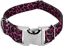 Country Brook Petz Premium Pink Leopard Dog Collar, Pink, 13 to 16-in neck, 1-in wide