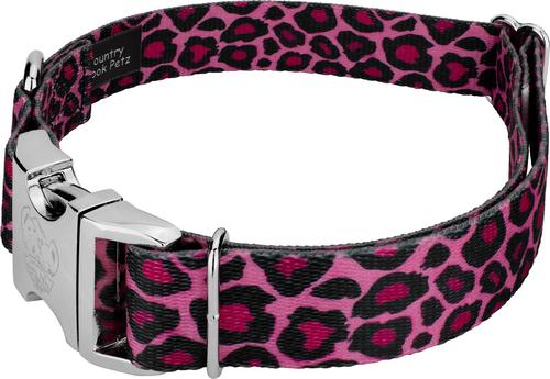 Show full view: Country Brook Petz Premium Pink Leopard Dog Collar, Pink, 13 to 16-in neck, 1-in wide slide 3 of 5