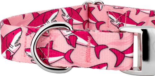 Show full view: Country Brook Petz Premium Pink Sharks Dog Collar, Pink, Large: 16 to 22-in neck, 1-in wide slide 7 of 7