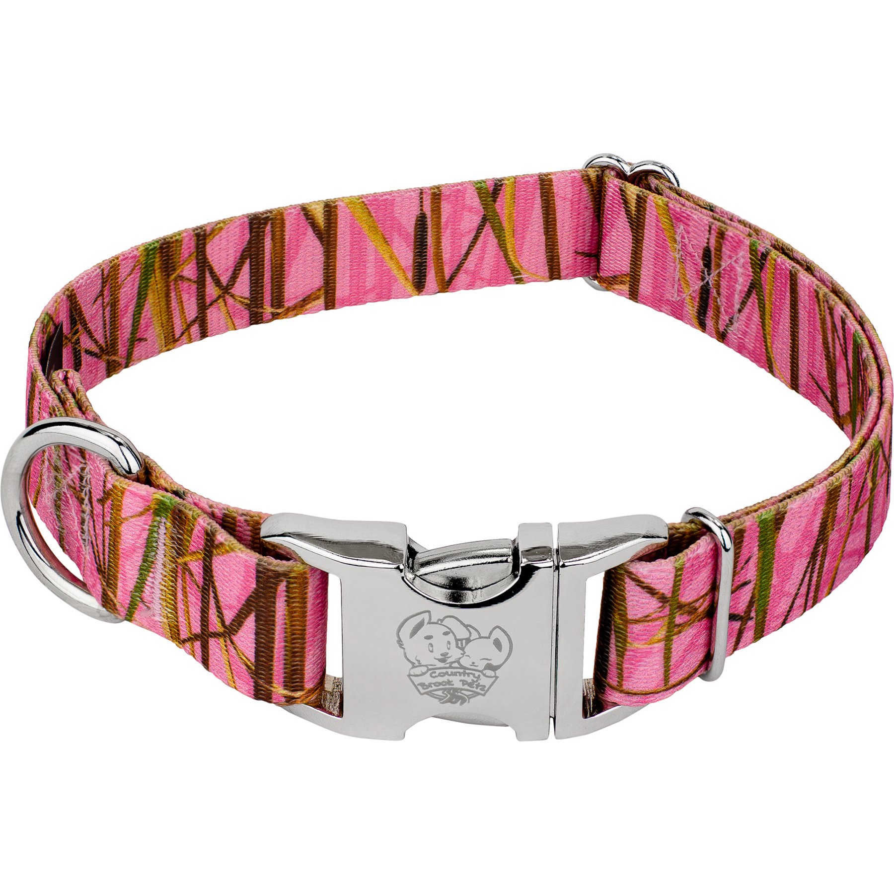 Country Brook Petz Premium Pink Waterfowl Camo Dog Collar, Pink, Medium: 13 to 16-in neck, 1-in wide