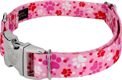 Show full view: Country Brook Petz Premium Puppy Love Polyester Standard Dog Collar, Pink, Large: 16 to 22-in neck, 1-in wide slide 6 of 8