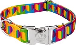 Country Brook Petz Premium Rainbow Hearts Polyester Standard Dog Collar, Medium: 13 to 16-in neck, 1-in wide