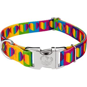 Country Brook Petz Premium Rainbow Hearts Polyester Standard Dog Collar, Medium: 13 to 16-in neck, 1-in wide