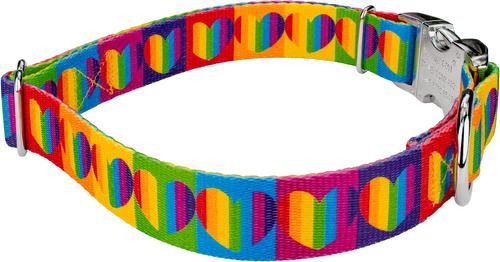 Show full view: Country Brook Petz Premium Rainbow Hearts Polyester Standard Dog Collar, Medium: 13 to 16-in neck, 1-in wide slide 5 of 6