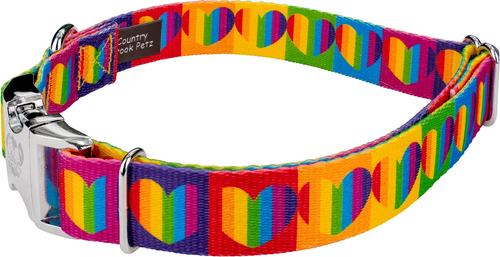 Show full view: Country Brook Petz Premium Rainbow Hearts Polyester Standard Dog Collar, X-Large: 18 to 26-in neck, 1-in wide slide 3 of 5