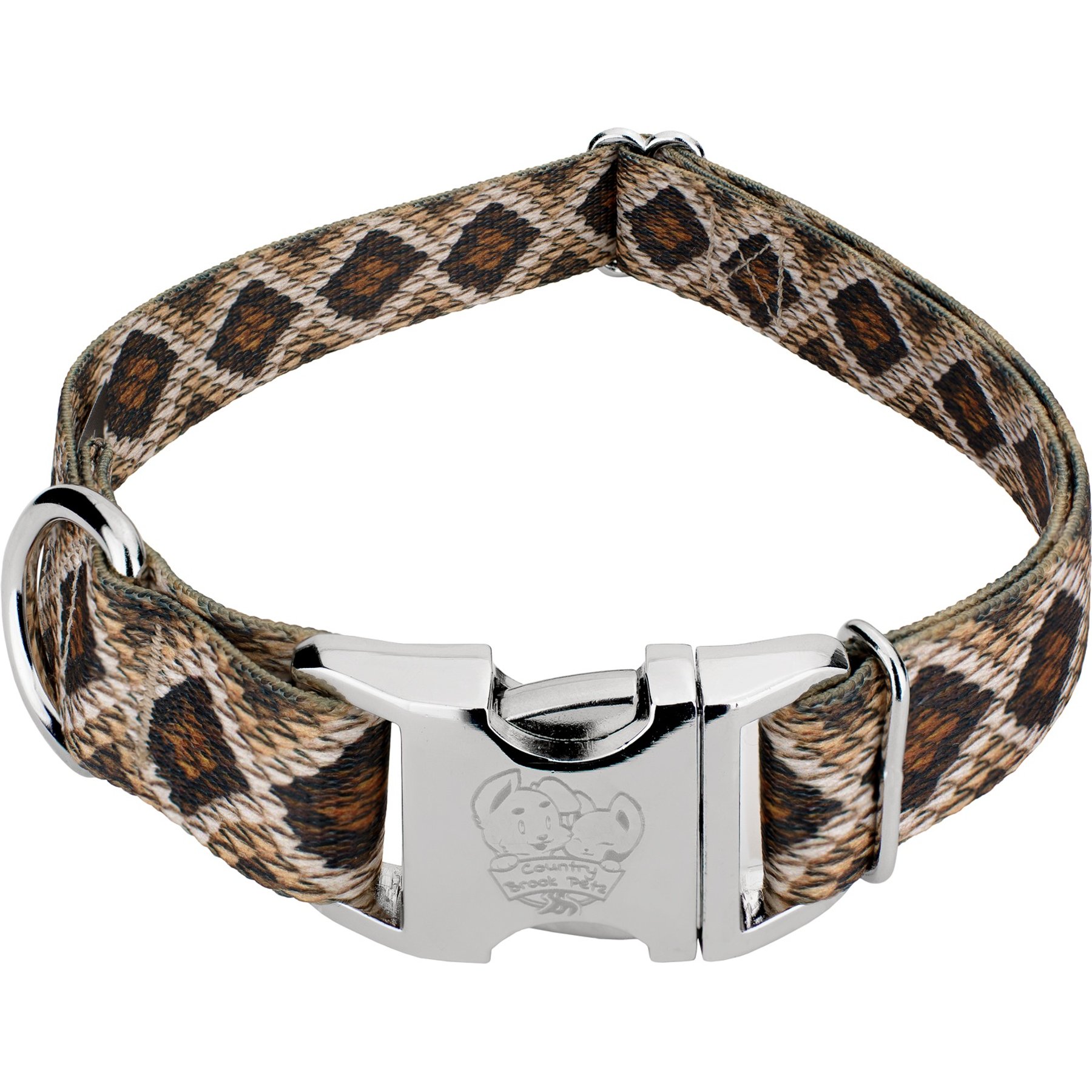 Country Brook Petz Premium Rattlesnake Dog Collar, Brown, 16 to 22-in neck, 1-in wide