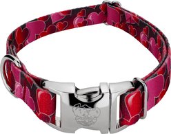 Country Brook Petz Premium Romantic Hearts Polyester Standard Dog Collar, Red, X-Large: 18 to 26-in neck, 1-in wide