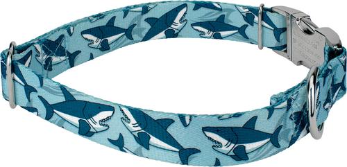Show full view: Country Brook Petz Premium Sharks Dog Collar, Blue, Medium: 13 to 16-in neck, 1-in wide slide 5 of 6