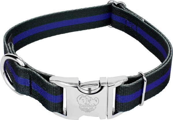Country Brook Petz Premium Thin Blue Line Dog Collar, Black