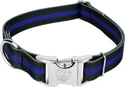 Country Brook Petz Premium Thin Blue Line Dog Collar, Black, Medium: 13 to 16-in neck, 1-in wide