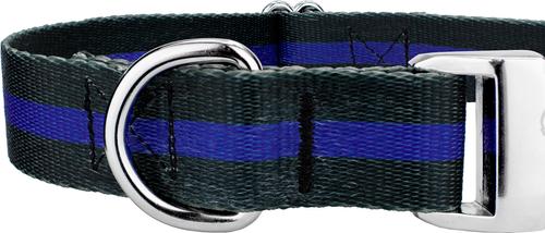 Show full view: Country Brook Petz Premium Thin Blue Line Dog Collar, Black, Small: 11 to 13-in neck, 5/8-in wide slide 5 of 5