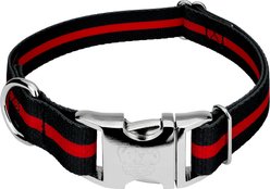 Country Brook Petz Premium Thin Red Line Dog Collar, Black, Large: 16 to 22-in neck, 1-in wide