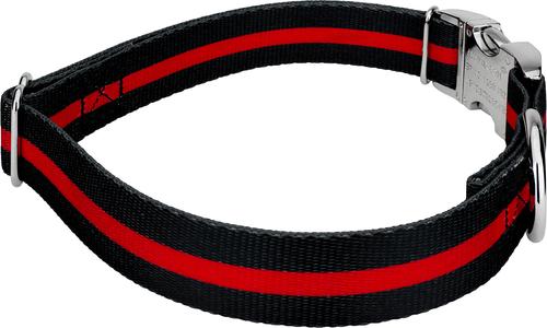 Show full view: Country Brook Petz Premium Thin Red Line Dog Collar, Black, Large: 16 to 22-in neck, 1-in wide slide 4 of 5