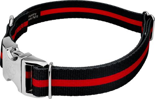 Show full view: Country Brook Petz Premium Thin Red Line Dog Collar, Black, Medium: 13 to 16-in neck, 1-in wide slide 3 of 5