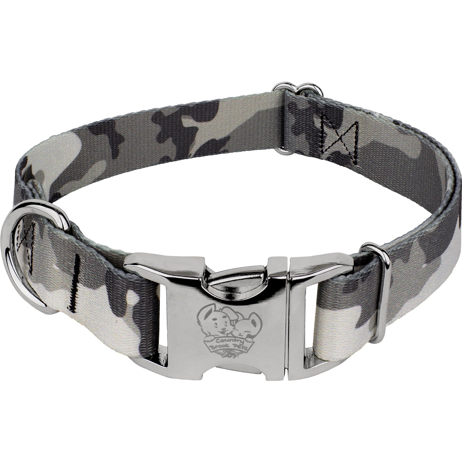 Country Brook Petz Premium Urban Camo Dog Collar, Grey, Large: 16 to 22-in neck, 1-in wide