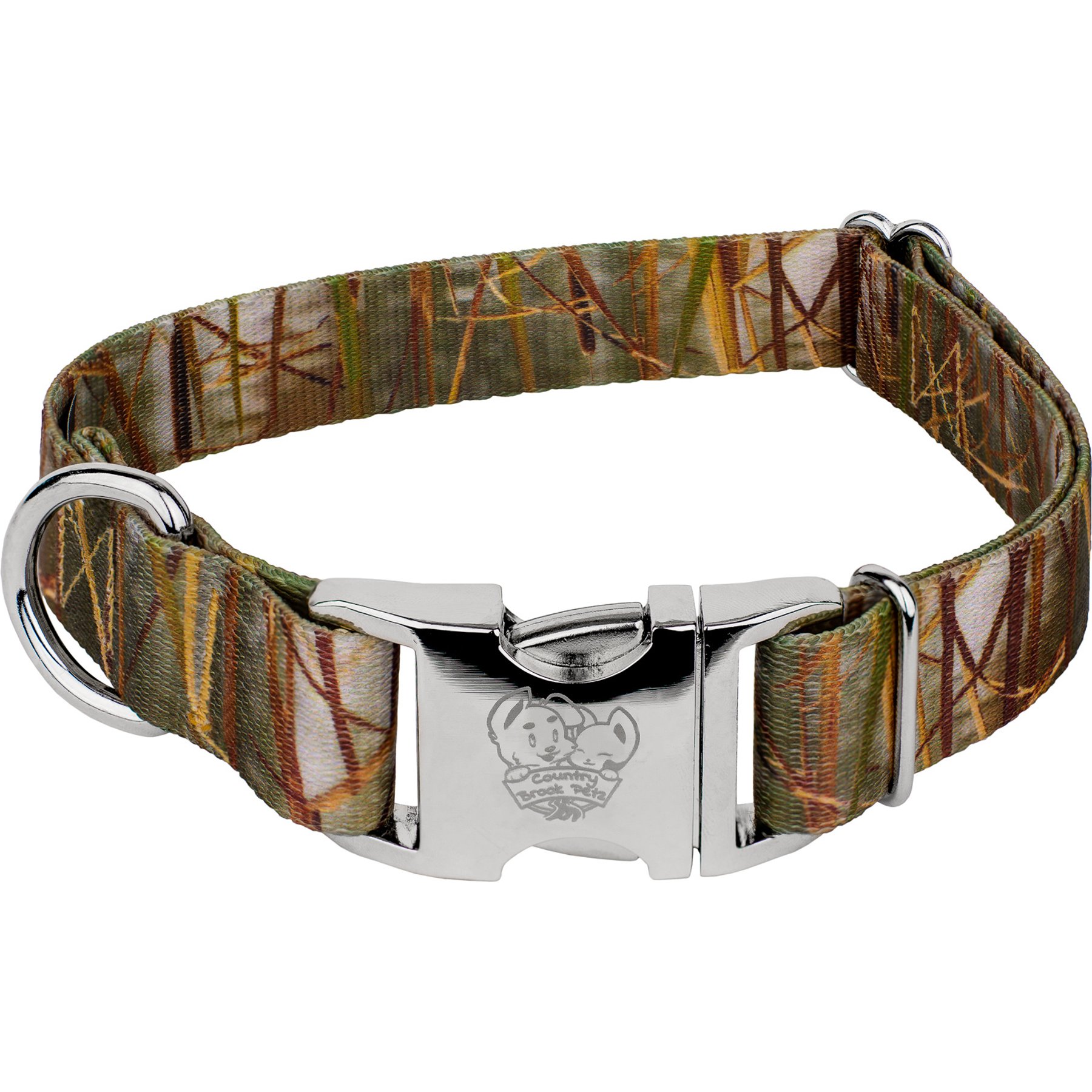 Country Brook Petz Premium Waterfowl Camo Dog Collar, Green, Small: 11 to 13-in neck, 5/8-in wide
