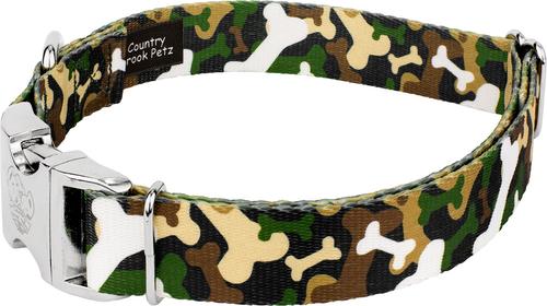 Show full view: Country Brook Petz Premium Woodland Bone Camo Dog Collar, Green, Large: 16 to 22-in neck, 1-in wide slide 3 of 5