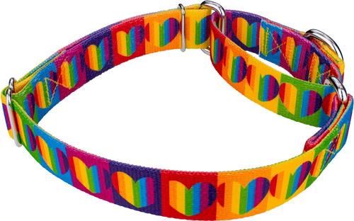 Show full view: Country Brook Petz Rainbow Hearts Polyester Martingale Dog Collar, Small: 11 to 15-in neck, 5/8-in wide slide 5 of 6