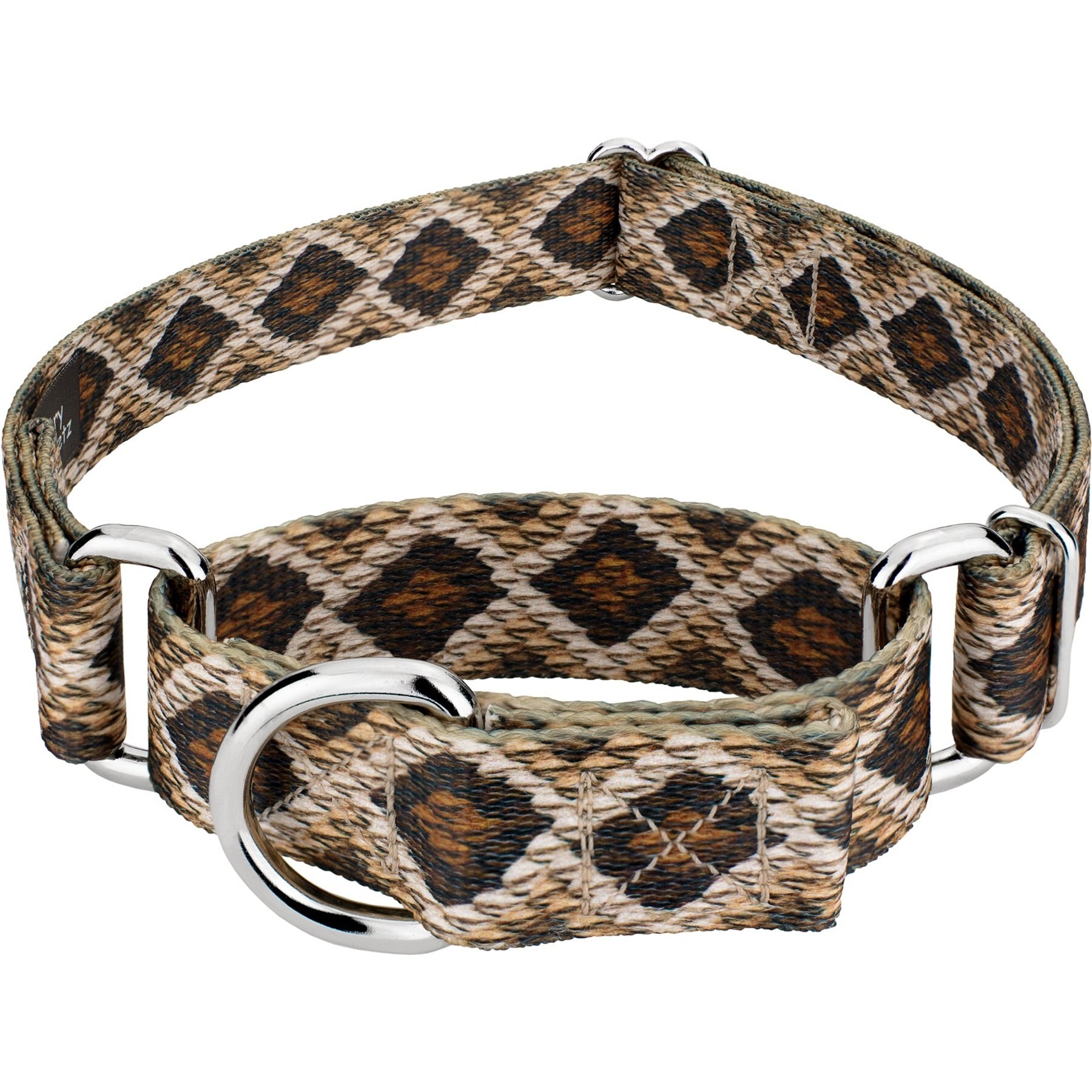 Country Brook Petz Rattlesnake Polyester Martingale Dog Collar, Brown, Medium: 15 to 21-in neck, 1-in wide