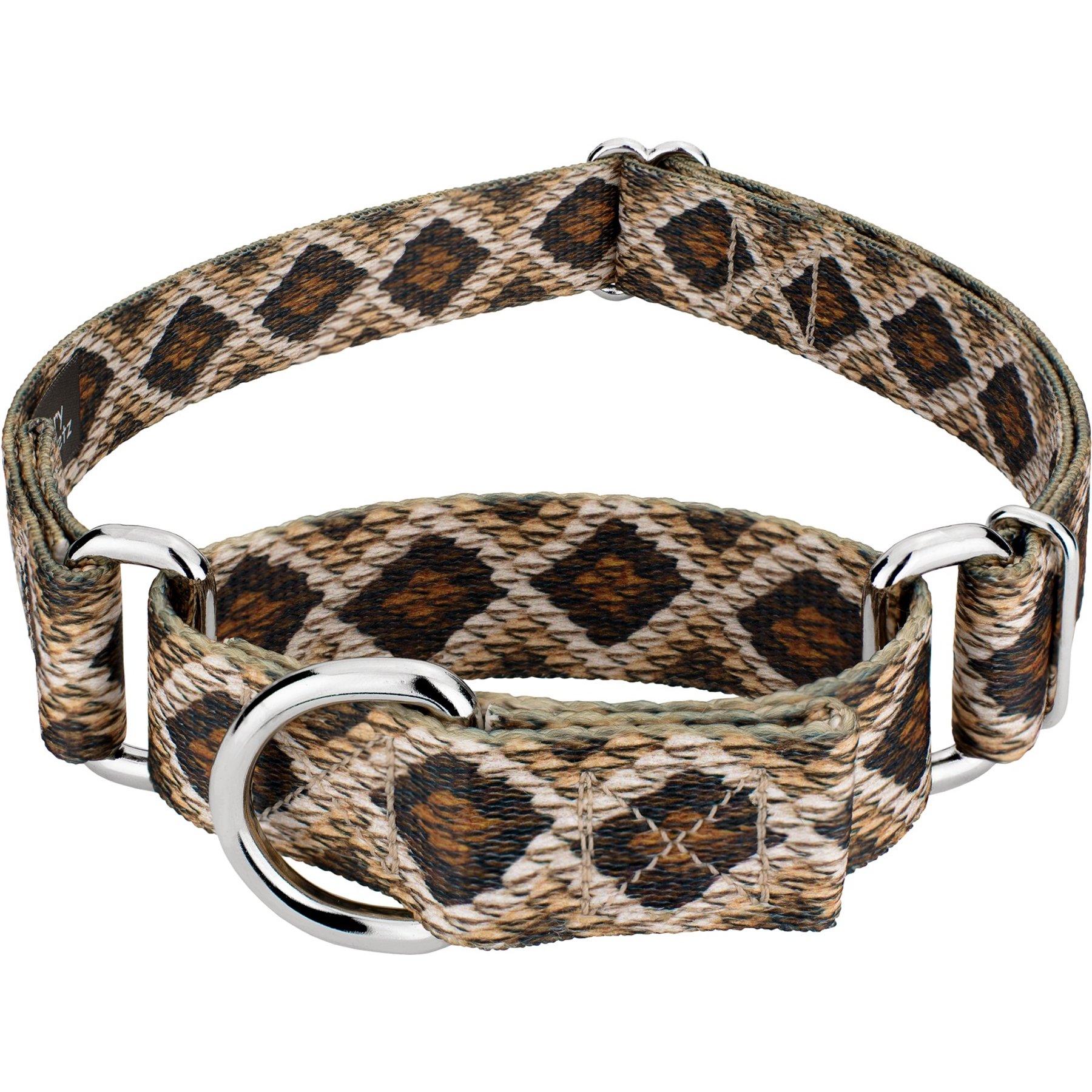 Country Brook Petz Rattlesnake Polyester Martingale Dog Collar, Brown, X-Small: 9 to 12-in neck, 1/2-in wide