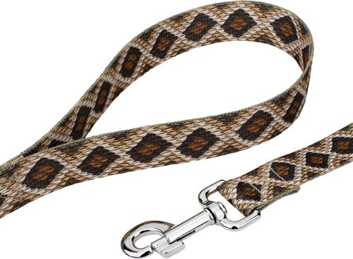 Show full view: Country Brook Petz Rattlesnake Print Leash, Brown, Medium: 4-ft long, 5/8-in wide slide 3 of 5