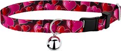 Country Brook Petz Romantic Hearts Polyester Cat Collar, Red, 8 to 12-in neck, 1/2-in wide
