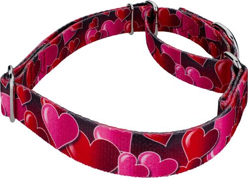 Show full view: Country Brook Petz Romantic Hearts Polyester Martingale Dog Collar, Red, X-Large: 23 to 31-in neck, 1-in wide slide 4 of 5