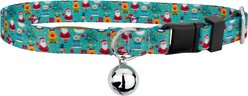 Country Brook Petz Santa & Friends Cat Collar, Teal, 8 to 12-in neck, 1/2-in wide