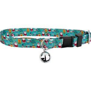 Country Brook Petz Santa & Friends Cat Collar, Teal, 8 to 12-in neck, 1/2-in wide