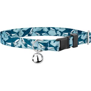 Country Brook Petz Sharks Breakaway Cat Collar, Blue, 8 to 12-in neck, 1/2-in wide