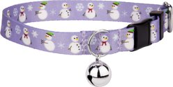 Country Brook Petz Snowman Cat Collar, Purple, 8 to 12-in neck, 1/2-in wide