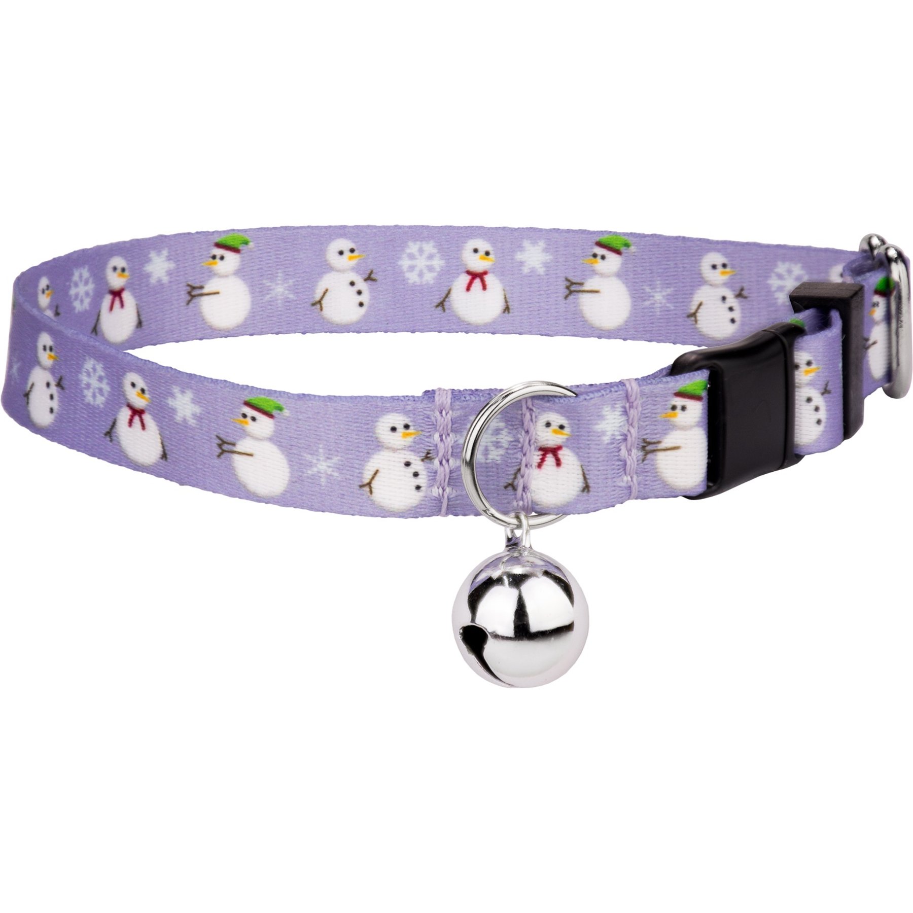 Country Brook Petz Snowman Cat Collar, Purple, 8 to 12-in neck, 1/2-in wide