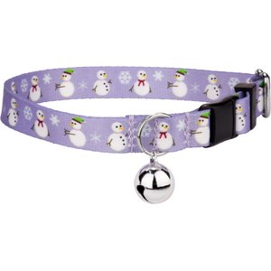 Country Brook Petz Snowman Cat Collar, Purple, 8 to 12-in neck, 1/2-in wide