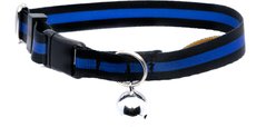 Country Brook Petz Thin Blue Line Breakaway Cat Collar, Black, 8 to 12 in neck, 1/2-in wide