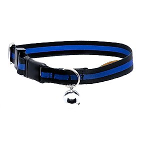 Country Brook Petz Thin Blue Line Breakaway Cat Collar, Black, 8 to 12 in neck, 1/2-in wide