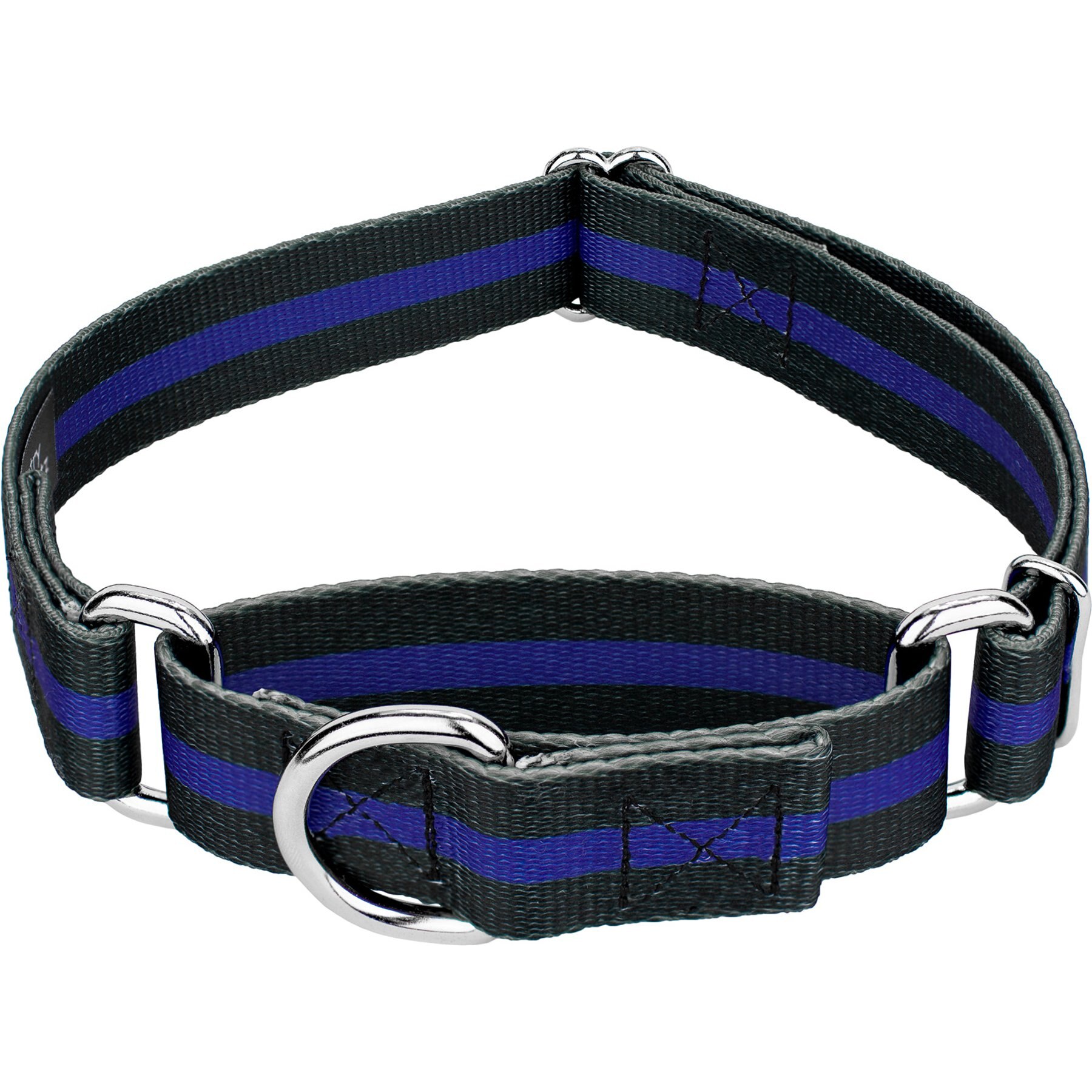 Country Brook Petz Thin Blue Line Martingale Dog Collar, Black, 2X-Small