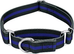 Country Brook Petz Thin Blue Line Martingale Dog Collar, Black, Small