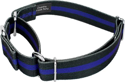 Show full view: Country Brook Petz Thin Blue Line Martingale Dog Collar, Black, Small slide 4 of 6